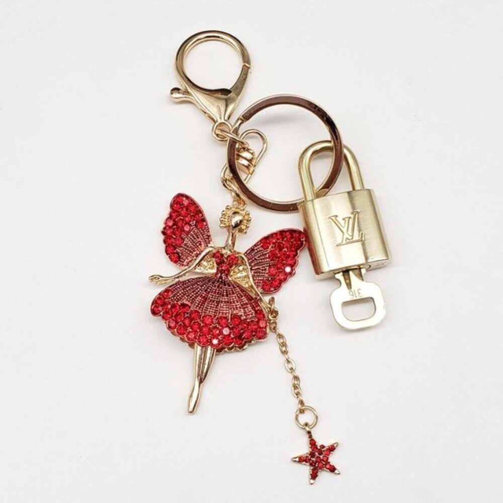 Louis Vuitton Authentic Gold Padlock 🔑 Key + Stylish Unbranded Fairy Bag Charm - Picture 2 of 8